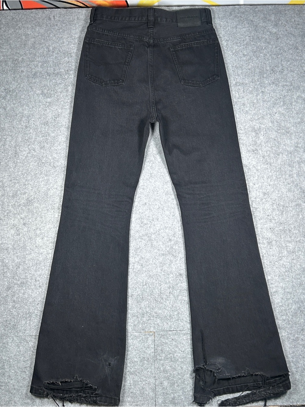 Balenciaga Unifit Denim Jean Unisex XXS Black Flared Distress Ankle Bite Demna